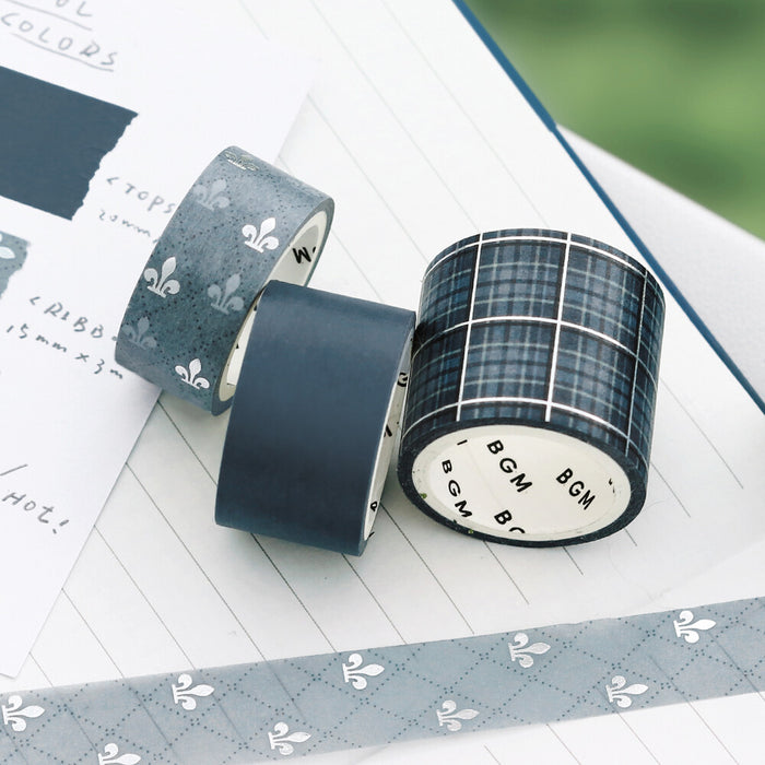BGM 'School Colours' Washi Tape Set - Smoke Blue