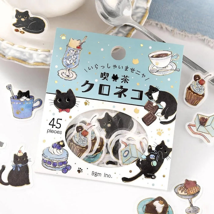 BGM 'Welcome, Meow!' Washi Paper Deco Stickers - Cafe Kuroneko