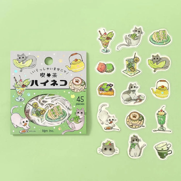 BGM 'Welcome, Meow!' Washi Paper Deco Stickers - Cafe Hai-Neko