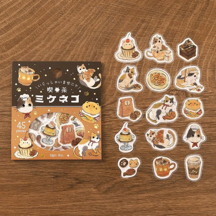 BGM 'Welcome, Meow!' Washi Paper Deco Stickers - Cafe Mike-Neko