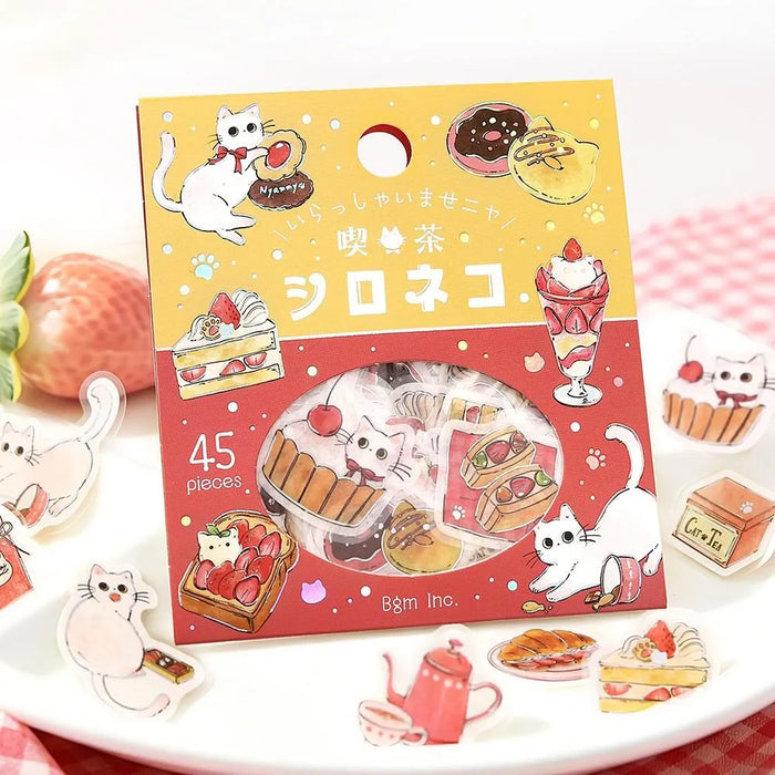 BGM 'Welcome, Meow!' Washi Paper Deco Stickers - Cafe Shiro-Neko