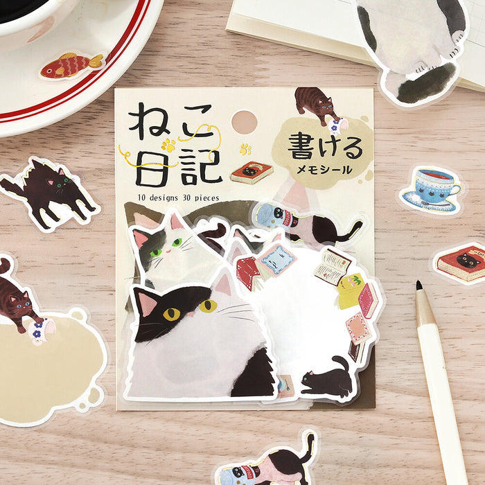 BGM 'Cat Diary' Series Memo Stickers - Kuro