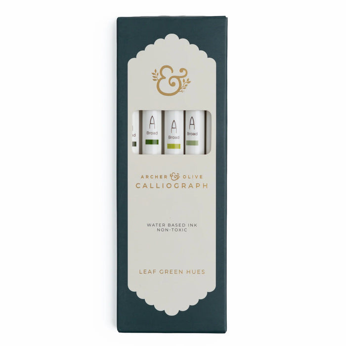 Calliograph Dual-Tipped Brush Pens Set of 5 - Leaf Green Hues
