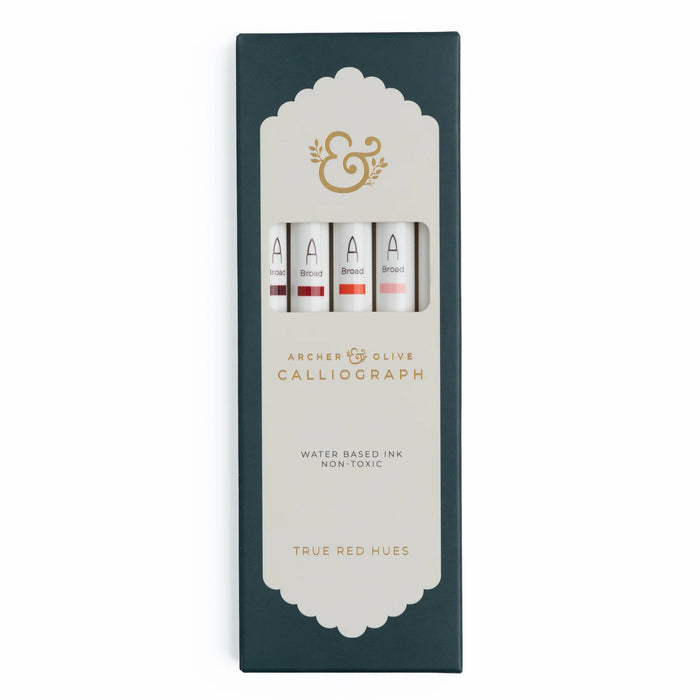 Calliograph Dual-Tipped Brush Pens Set of 5 - True Red Hues