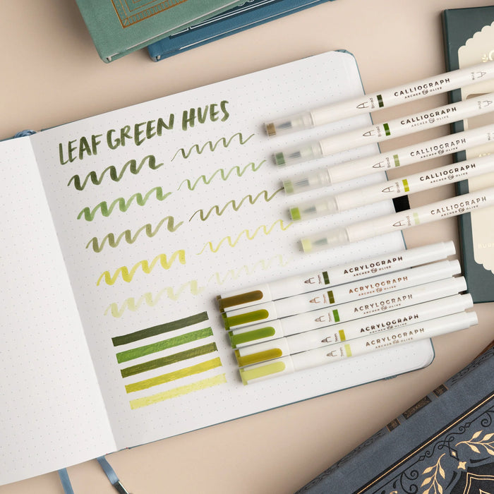 Acrylograph Pens Set of 5 - Leaf Green Hues