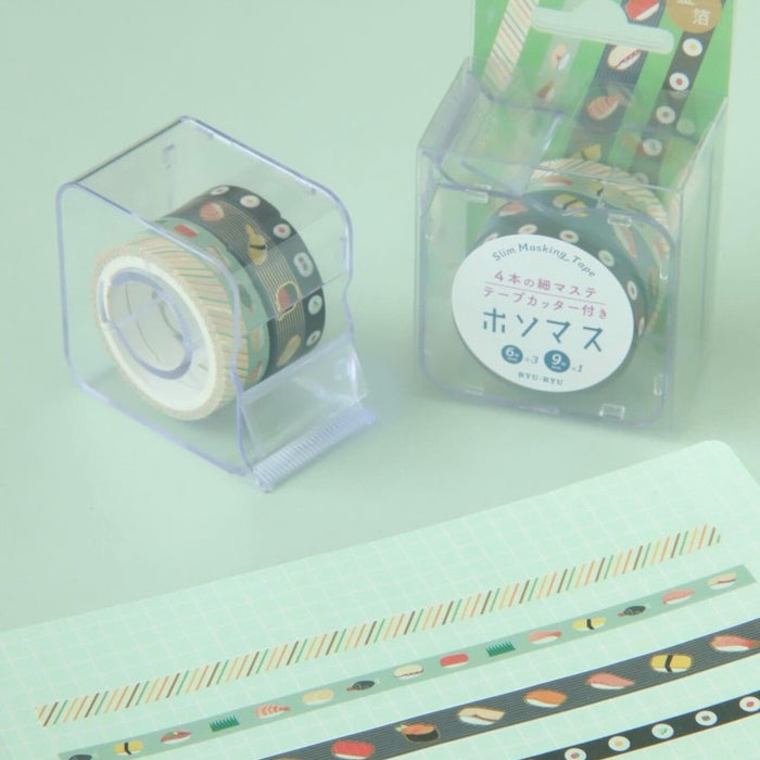 Washi Tape Set with Cutter - Sushi
