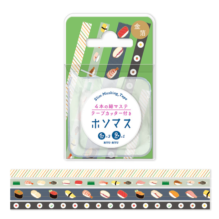 Washi Tape Set with Cutter - Sushi