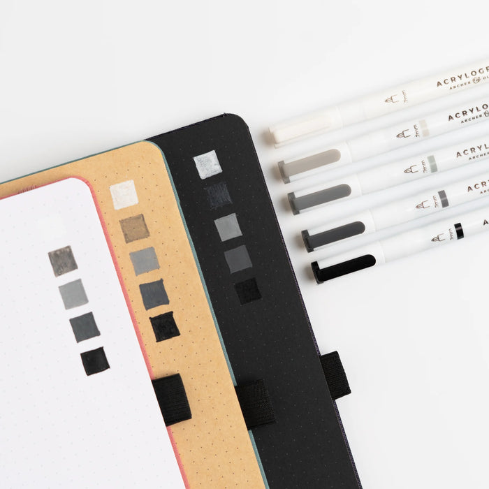 Grayscale Acrylograph Pens 0.7mm Tip (Set of 5)