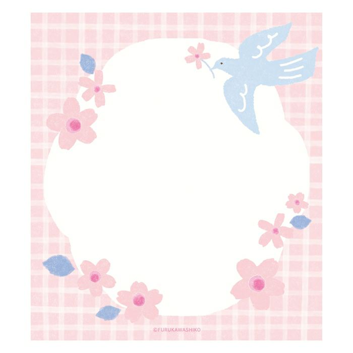 Memo Pad - Cherry Blossoms & White Bird