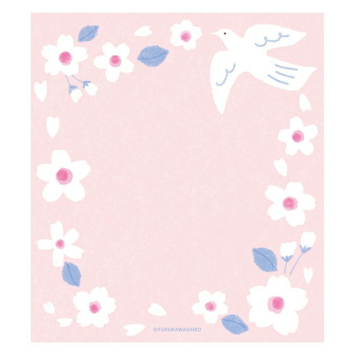 Memo Pad - Cherry Blossoms & White Bird