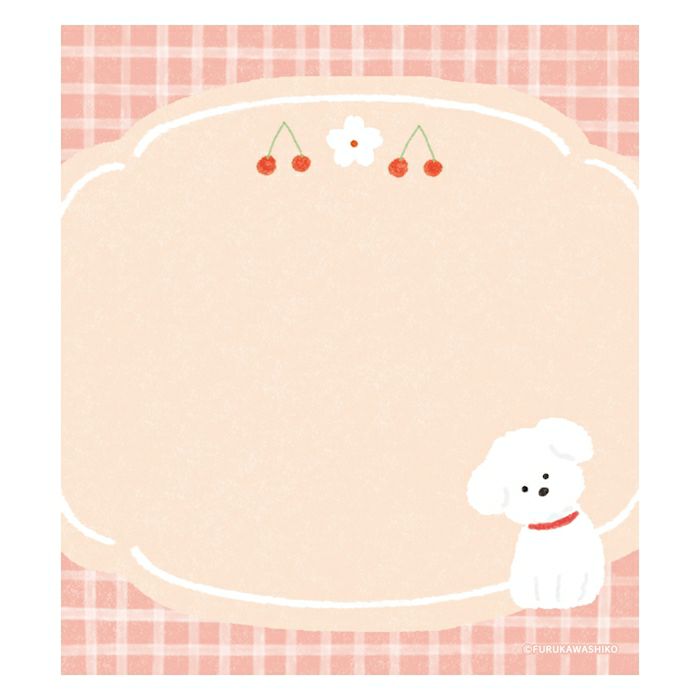 Memo Pad - Cherry Blossoms & White Dog