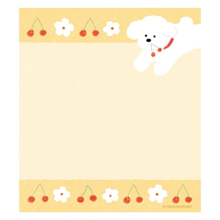 Memo Pad - Cherry Blossoms & White Dog