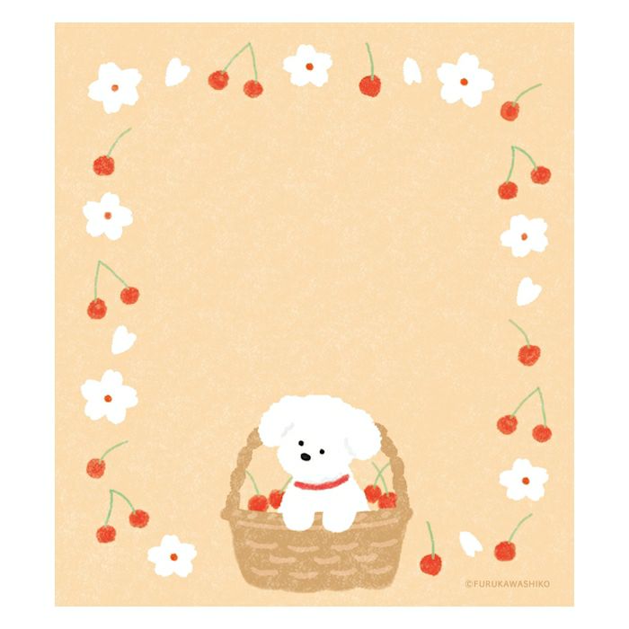 Memo Pad - Cherry Blossoms & White Dog