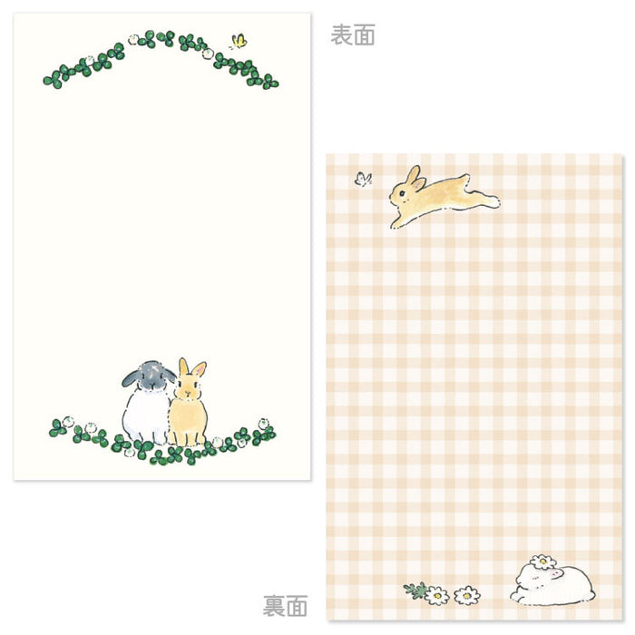 Schinako Moriyama Memo Pad - Rabbit & Friendly Flower