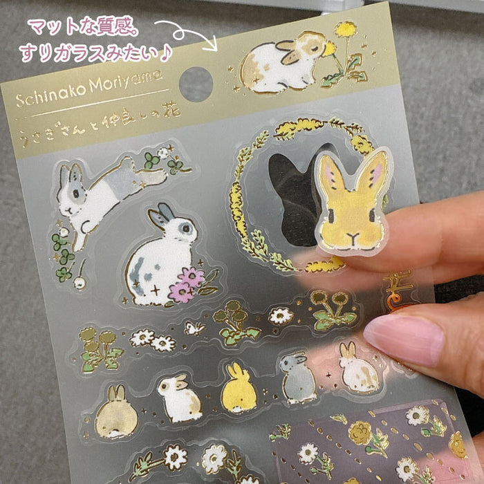 Schinako Moriyama PET Stickers - Rabbit & Friendly Flower