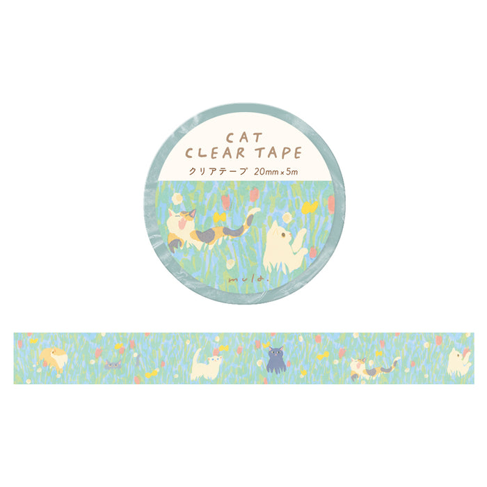 Mula Clear Tape 20mm - Cat & Flower Field