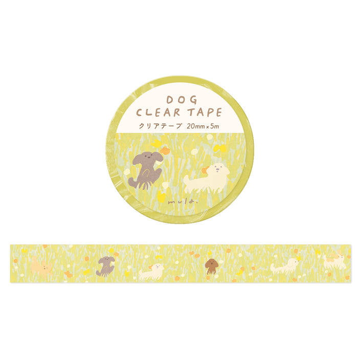 Mula Clear Tape 20mm - Dog & Flower Field
