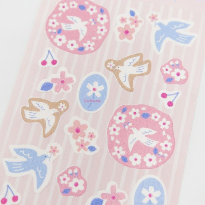 Sticker Sheet - Cherry Blossoms & White Bird