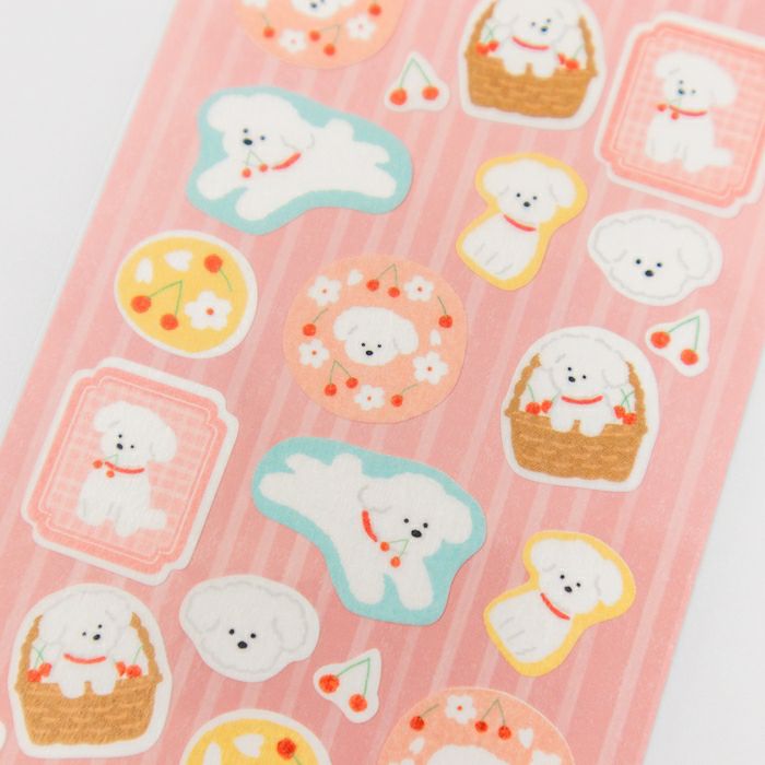 Sticker Sheet - Cherry Blossoms & White Dog
