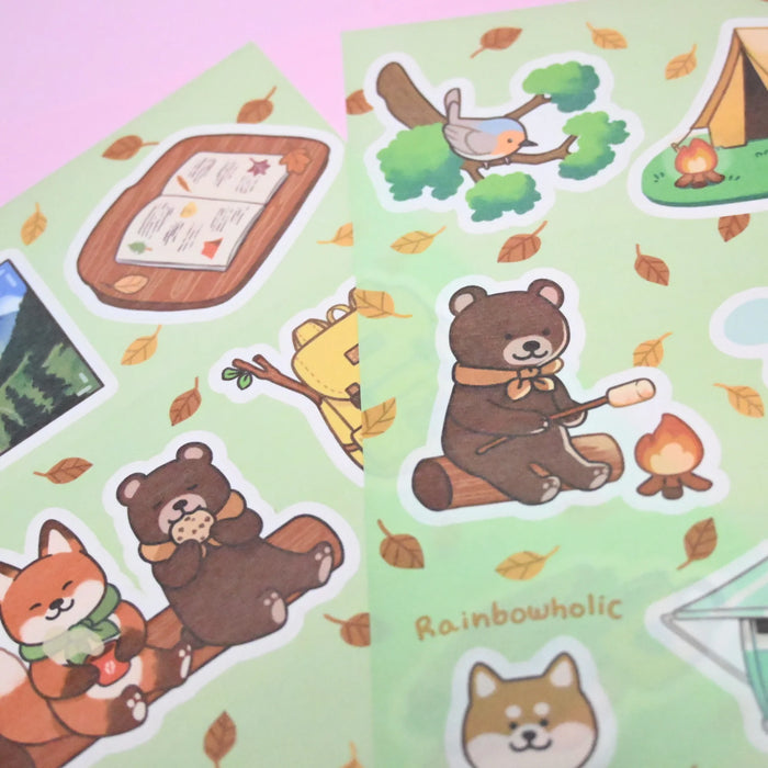 rainbowholic x Dliok A5 Washi Sticker Set - 2 Sheets - Camping