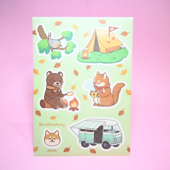 rainbowholic x Dliok A5 Washi Sticker Set - 2 Sheets - Camping
