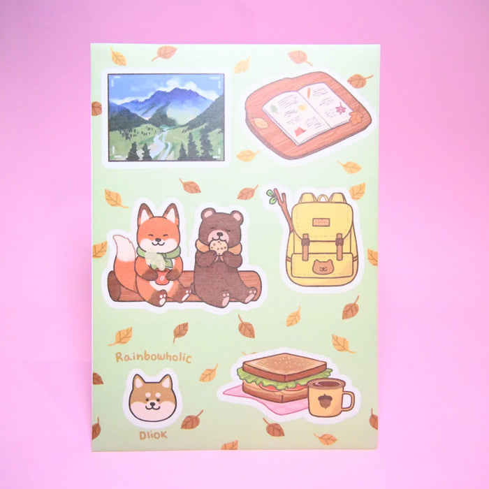 rainbowholic x Dliok A5 Washi Sticker Set - 2 Sheets - Camping