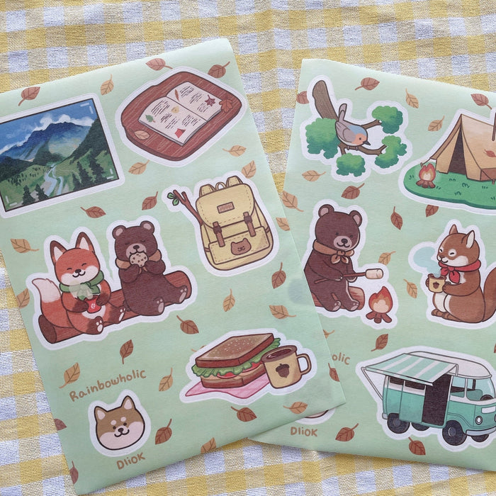 rainbowholic x Dliok A5 Washi Sticker Set - 2 Sheets - Camping