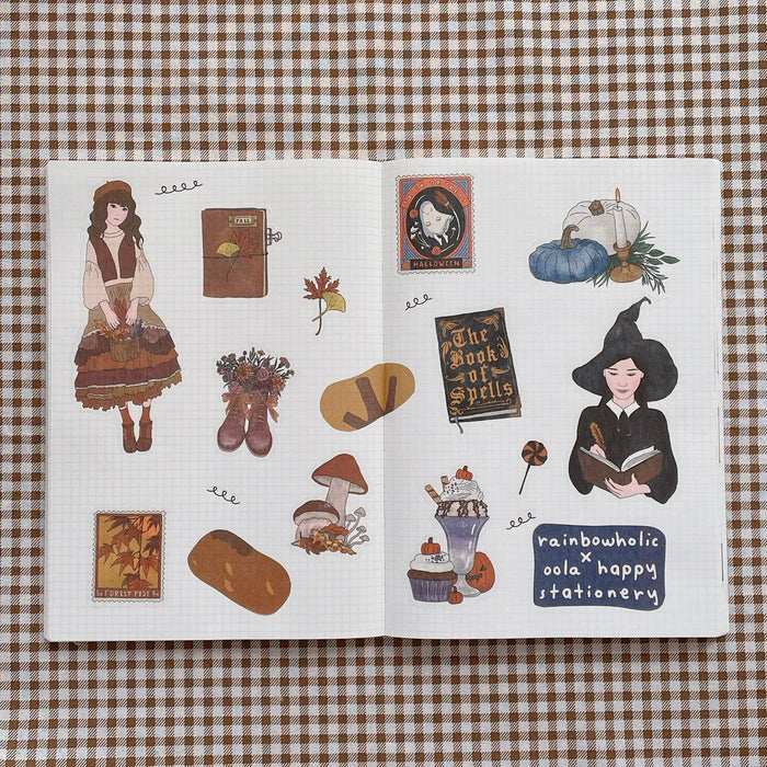 rainbowholic x Oola Happy Stationery A5 Washi Sticker Set - 2 Sheets - Autumn & Halloween