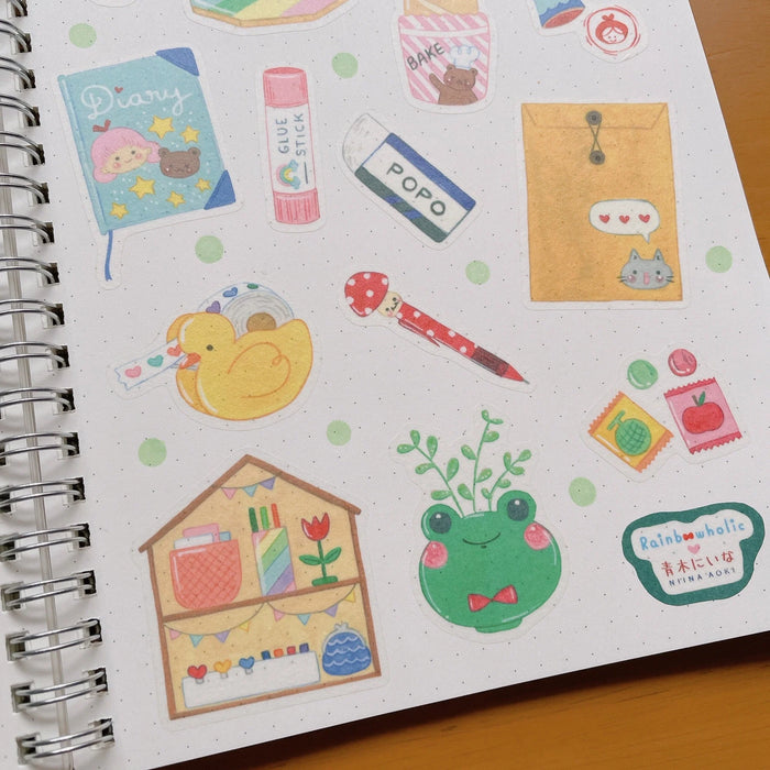 rainbowholic x Niina Aoki A5 Washi Sticker Set - 2 Sheets - Stationery Collection