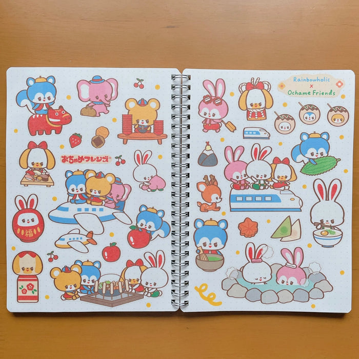rainbowholic x Ochame Friends A5 Washi Sticker Set - 2 Sheets - Japan Travel