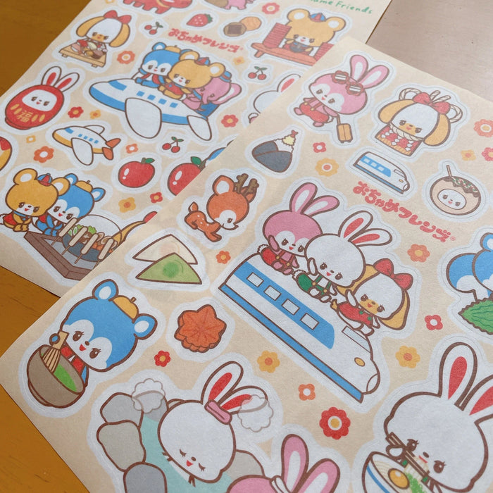 rainbowholic x Ochame Friends A5 Washi Sticker Set - 2 Sheets - Japan Travel