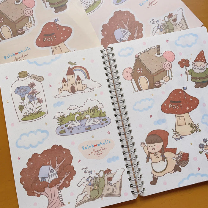 rainbowholic x Mandie Kuo A5 Washi Sticker Set - 2 Sheets - Dreamy Fairy Tale