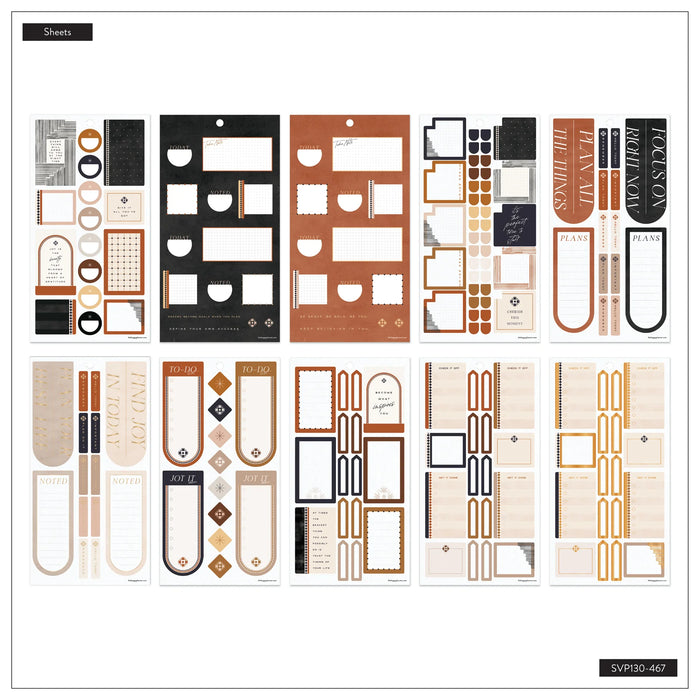 The Happy Planner CLASSIC Value Pack Stickers - Neutral Noir - 30 Sheets