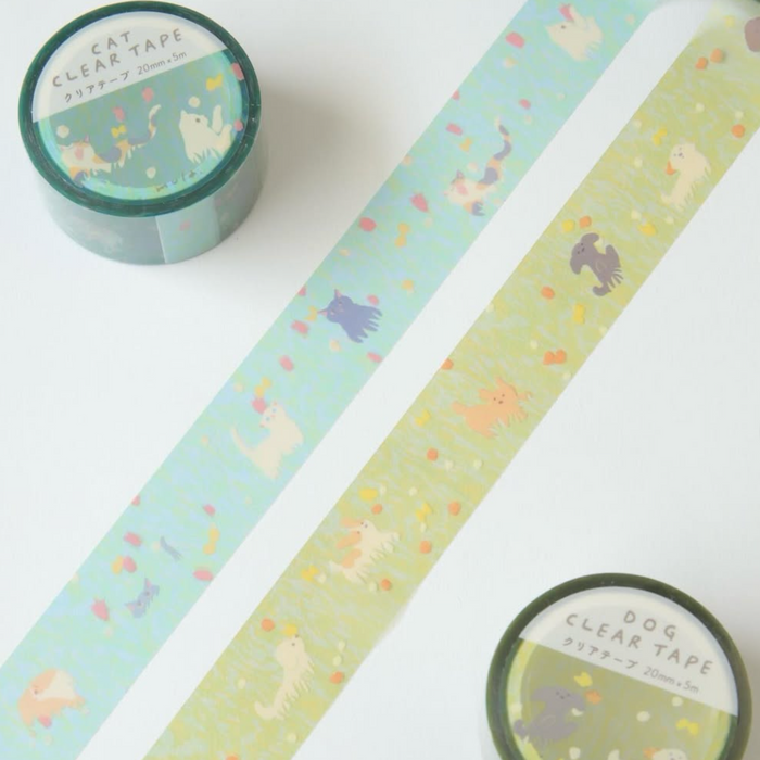 Mula Clear Tape 20mm - Dog & Flower Field