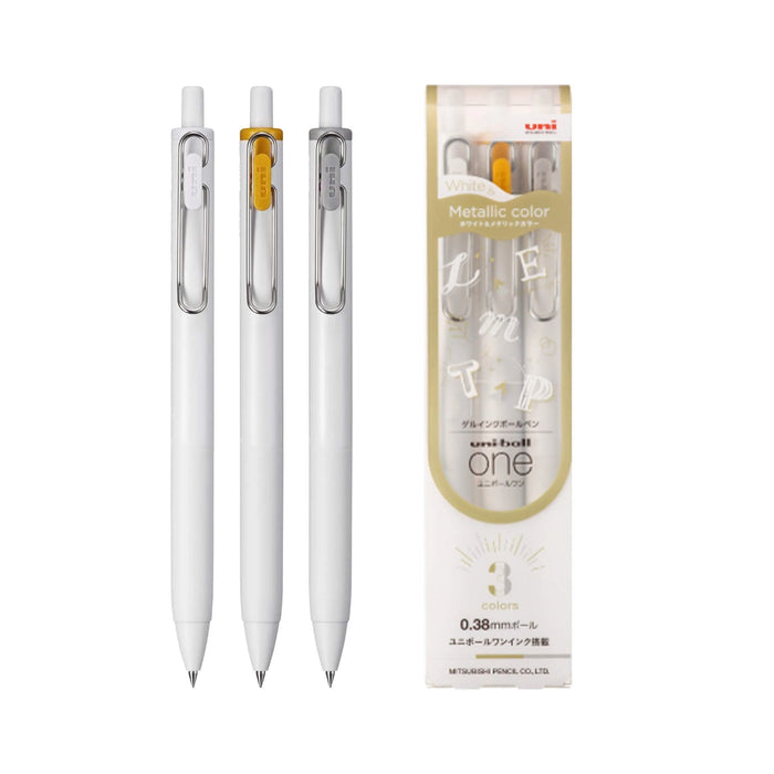 Uni-Ball One Gel Pens - White + Metallic Colours