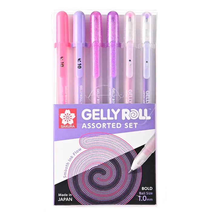 Gelly Roll Assorted Set of 6 Gel Pens - Pink & Purple