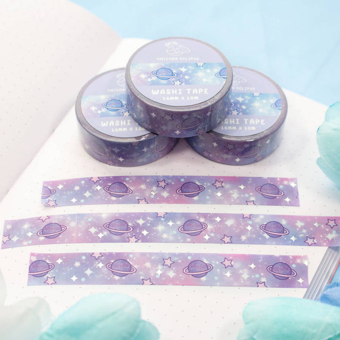Blue Galaxy Silver Foil Washi Tape