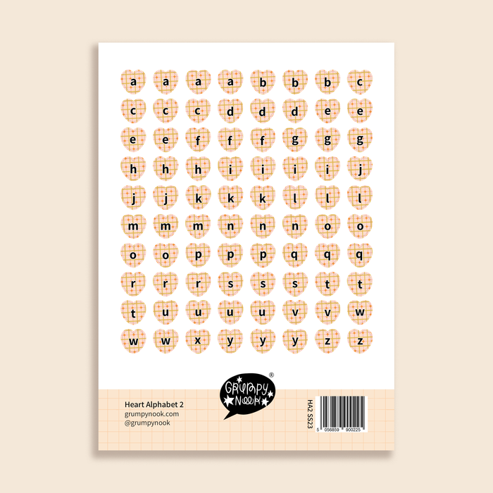 Heart Alphabet 2 Sticker Sheet