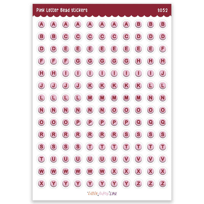 A5 Pink Letter Bead Clear Sticker Sheet