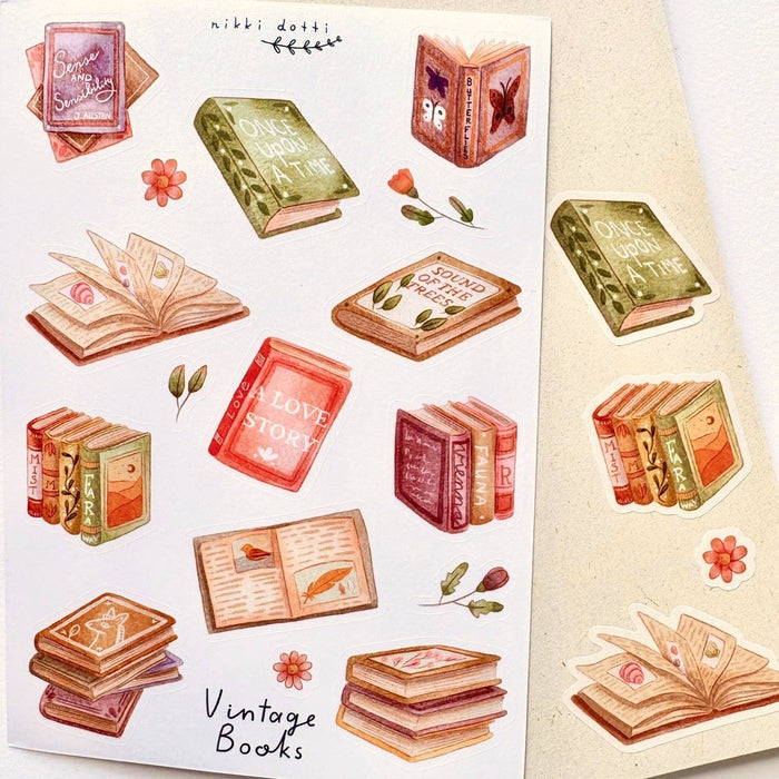 Sticker Sheet - Vintage Books