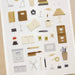 Sheet of decorative office-themed stickers on a beige background