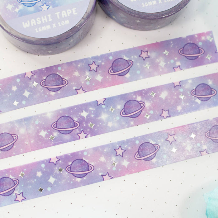 Blue Galaxy Silver Foil Washi Tape