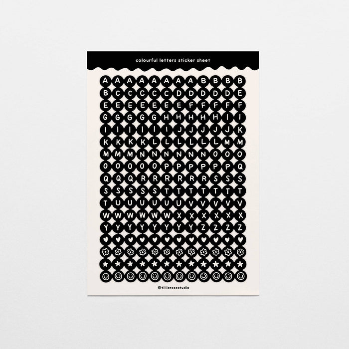 Black Letter Bead Sticker Sheet