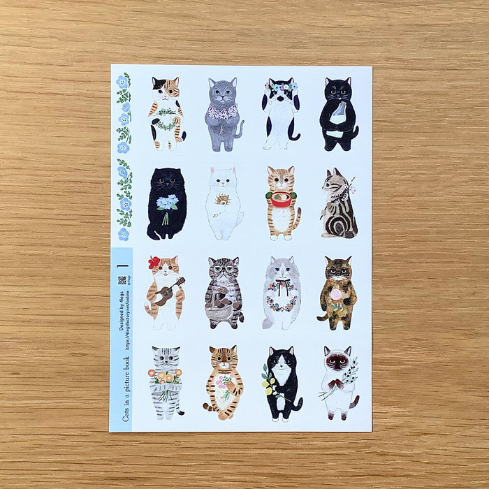 Sticker Sheet - Cats in a Picture Book #1