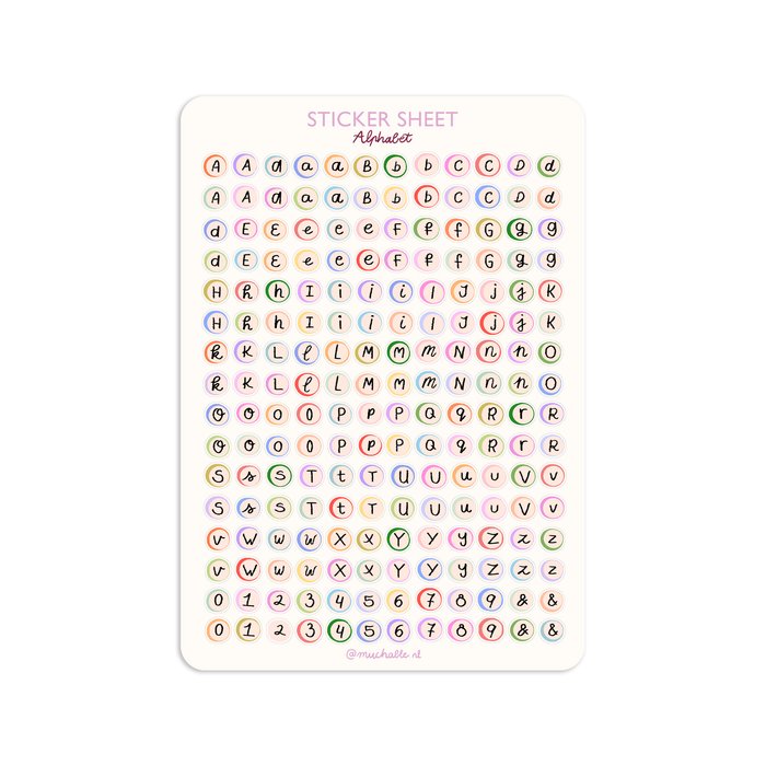 A5 Sticker Sheet - Small Alphabet Letters