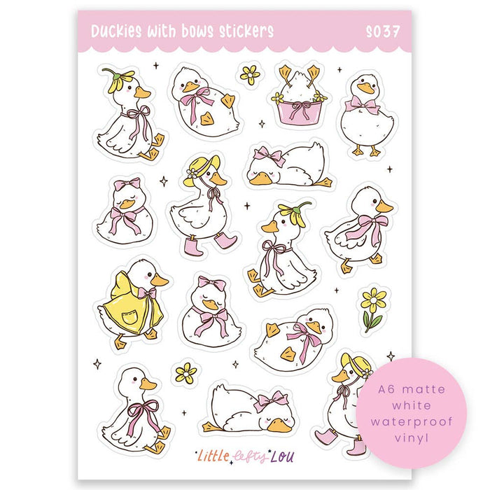 A6 Duckies With Bows Sticker Sheet