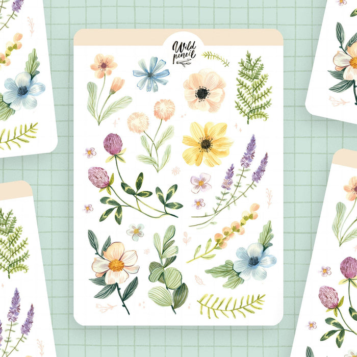 Sticker Sheet — Pastel Flowers