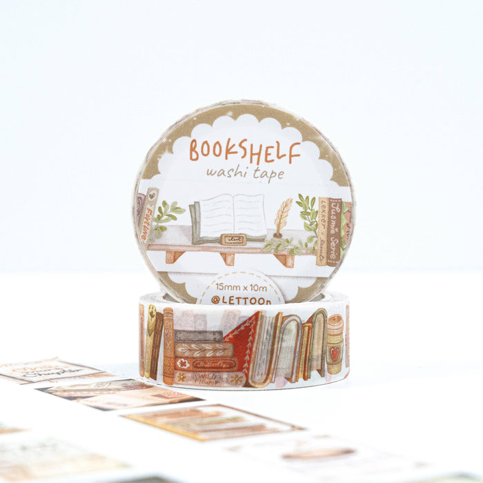 Reading Washi Tape Set - Book Stamps + Bookshelf Washi Tape