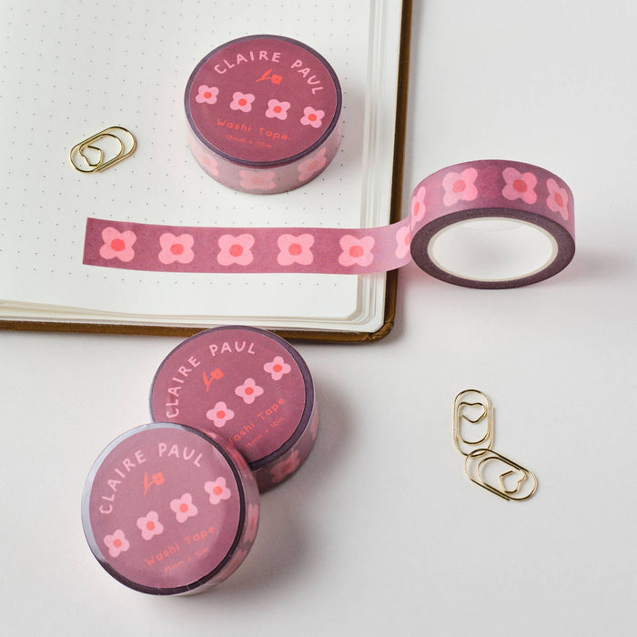 Pink Block Flower Washi Tape