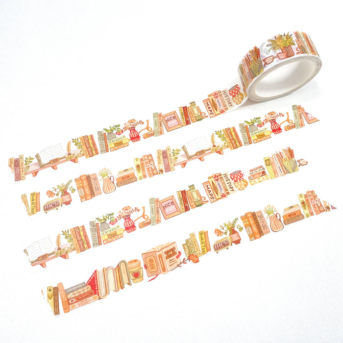 Reading Washi Tape Set - Book Stamps + Bookshelf Washi Tape